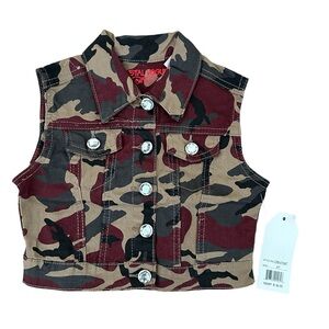 Crystal Vogue Girls Camouflage Denim Vest MulticolorSize 4T NWT